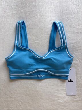Alo Yoga Blue Airbrush Heart Throb Bra